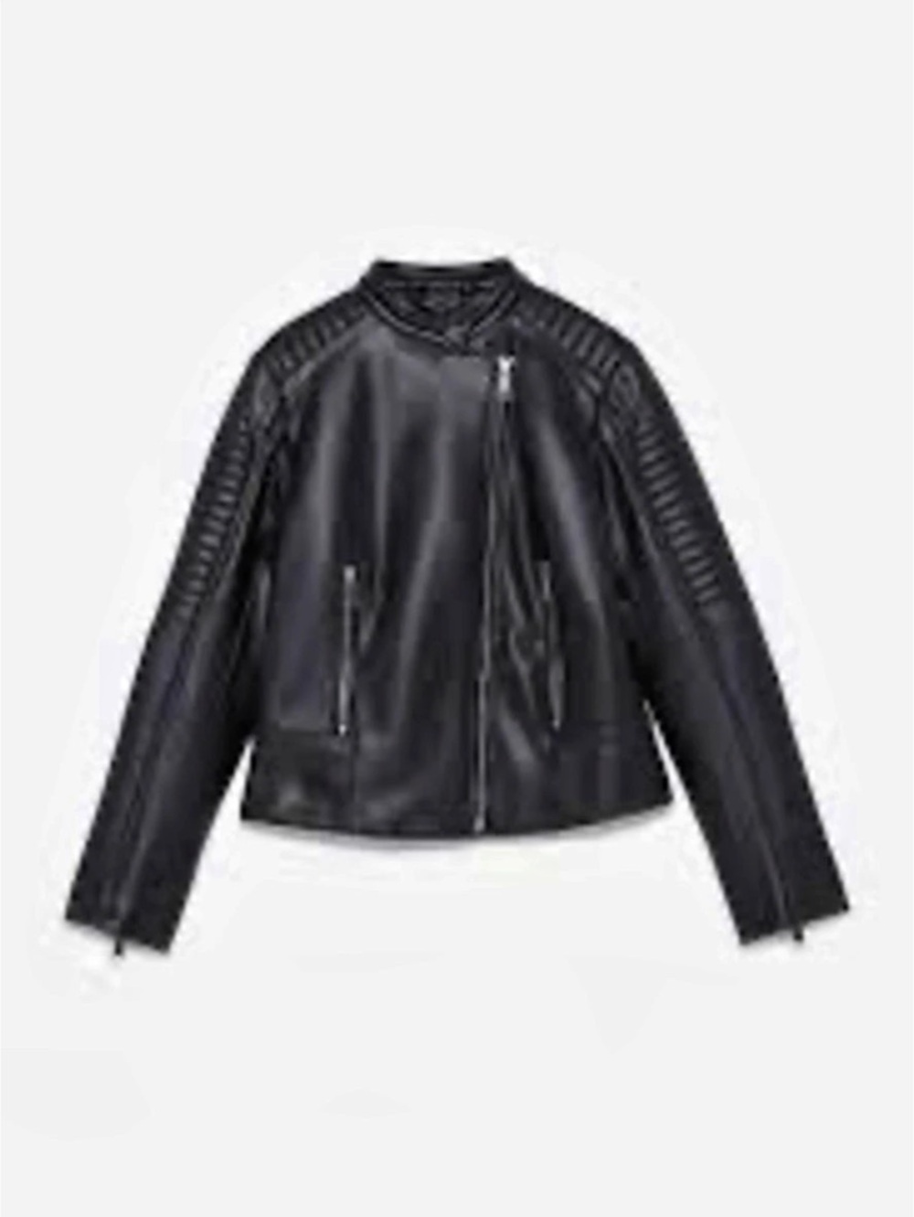 Zara Faux Leather Quilted Biker Jacket Black Medium